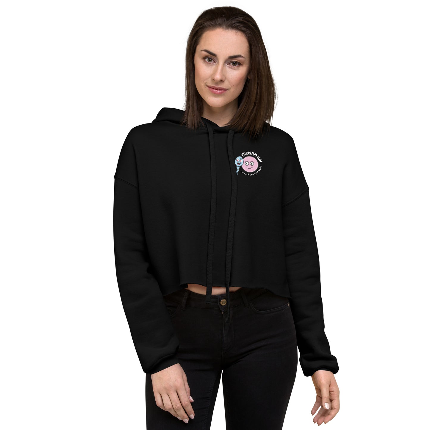 Felpa Zoo & Ovo con cappuccio crop top nera