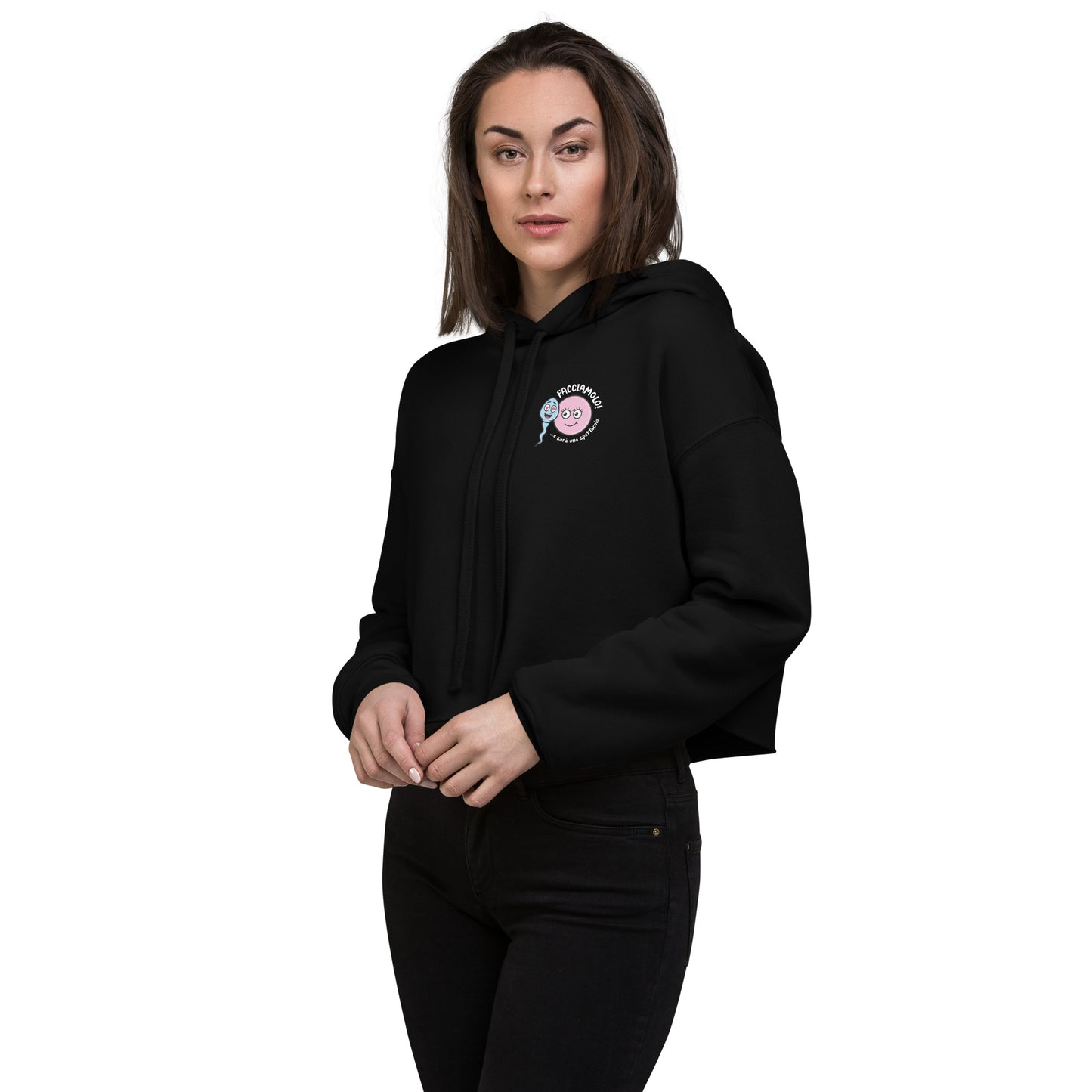 Felpa Zoo & Ovo con cappuccio crop top nera